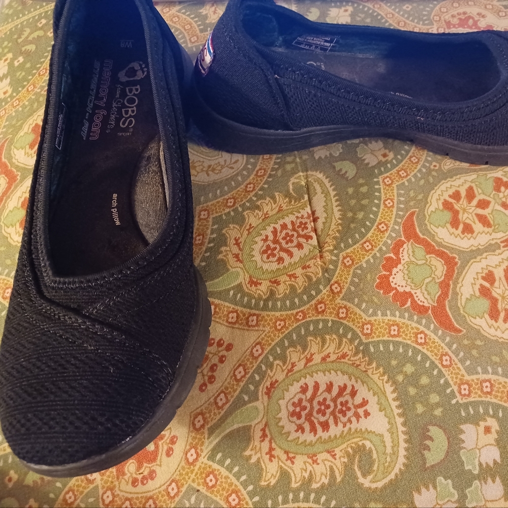 Bobs By Skechers Memory Foam 8 38 Black Flats Loa… - image 1